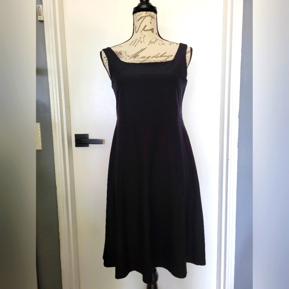 Eileen Fisher Little Black Dress Stretchy A line Knee Lenght Size XS